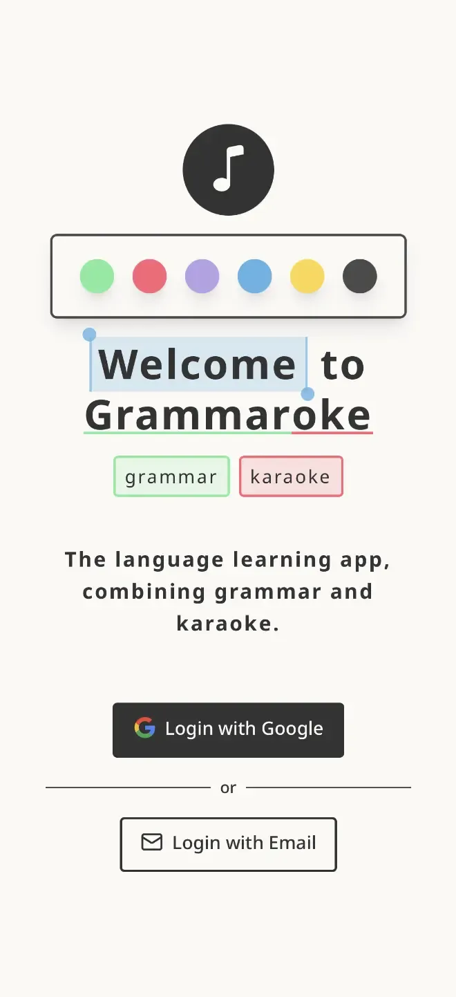 Grammaroke login page