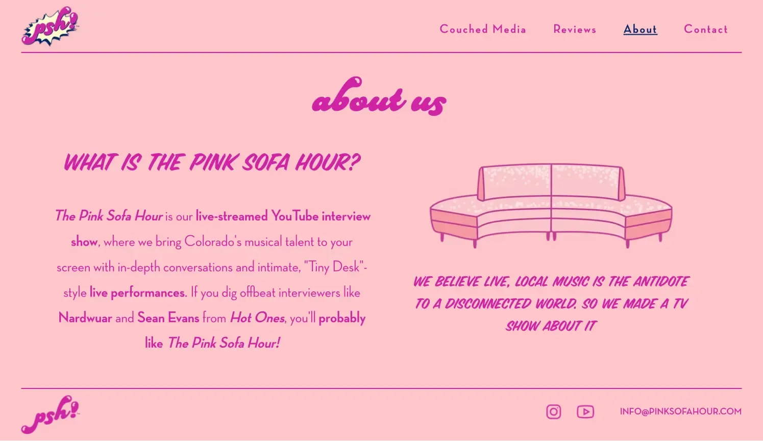 Pink Sofa Hour about page