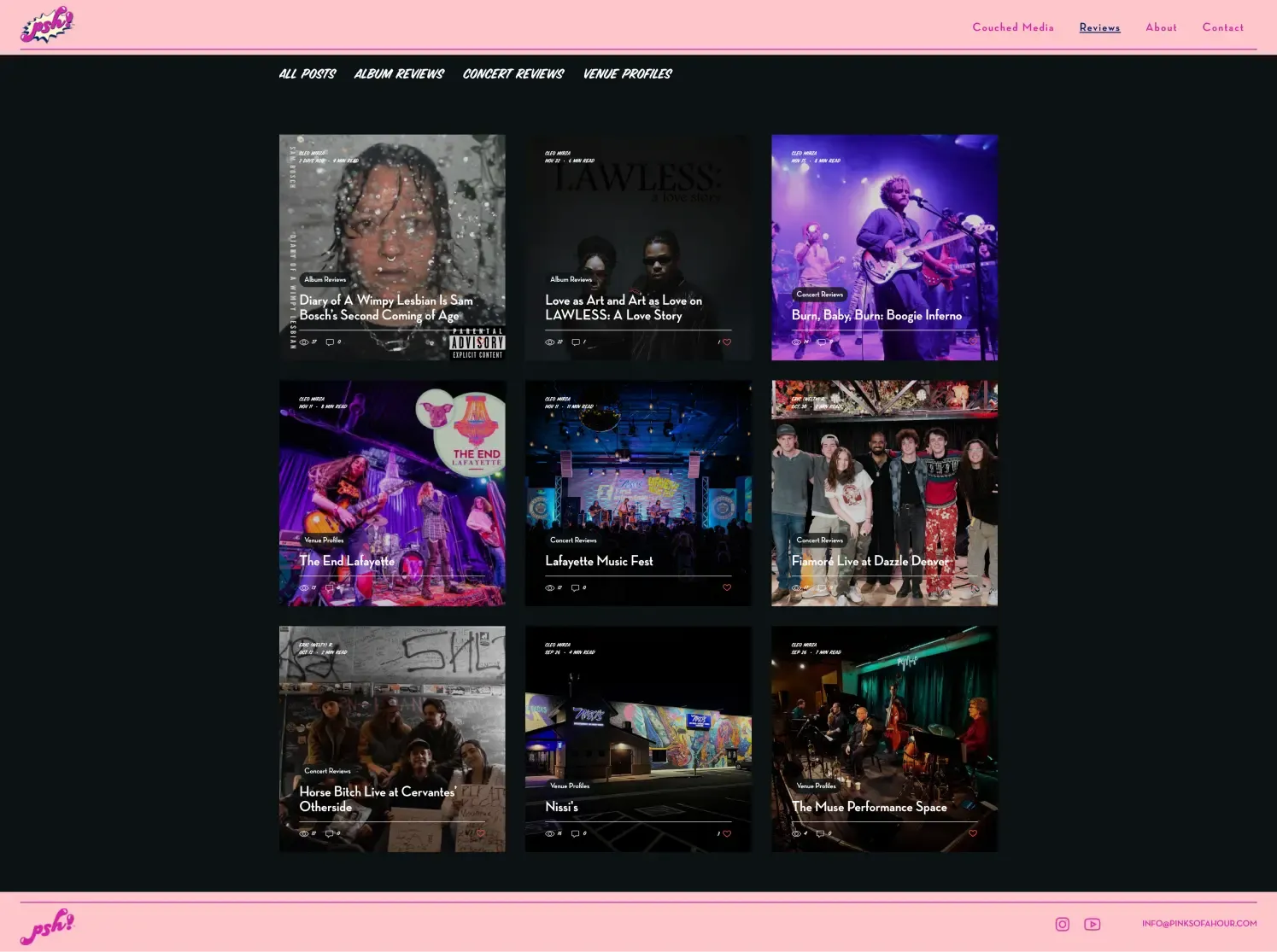 Pink Sofa Hour blog page