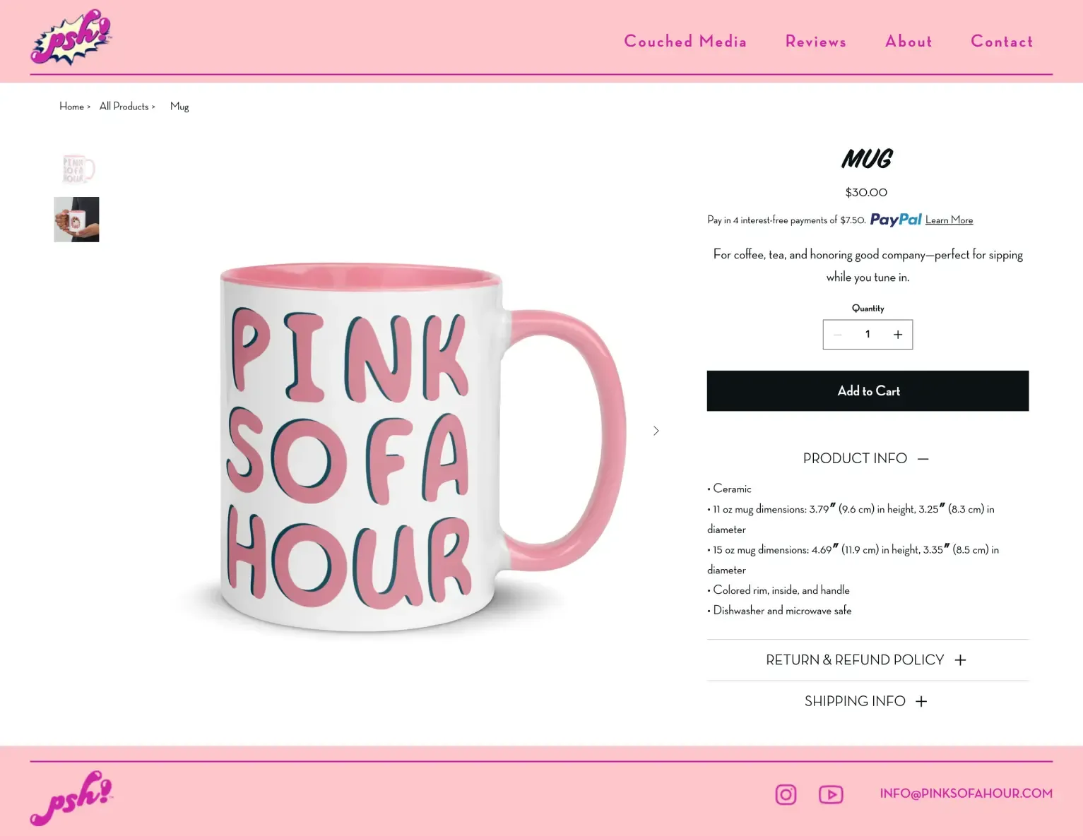 Pink Sofa Hour shop item page