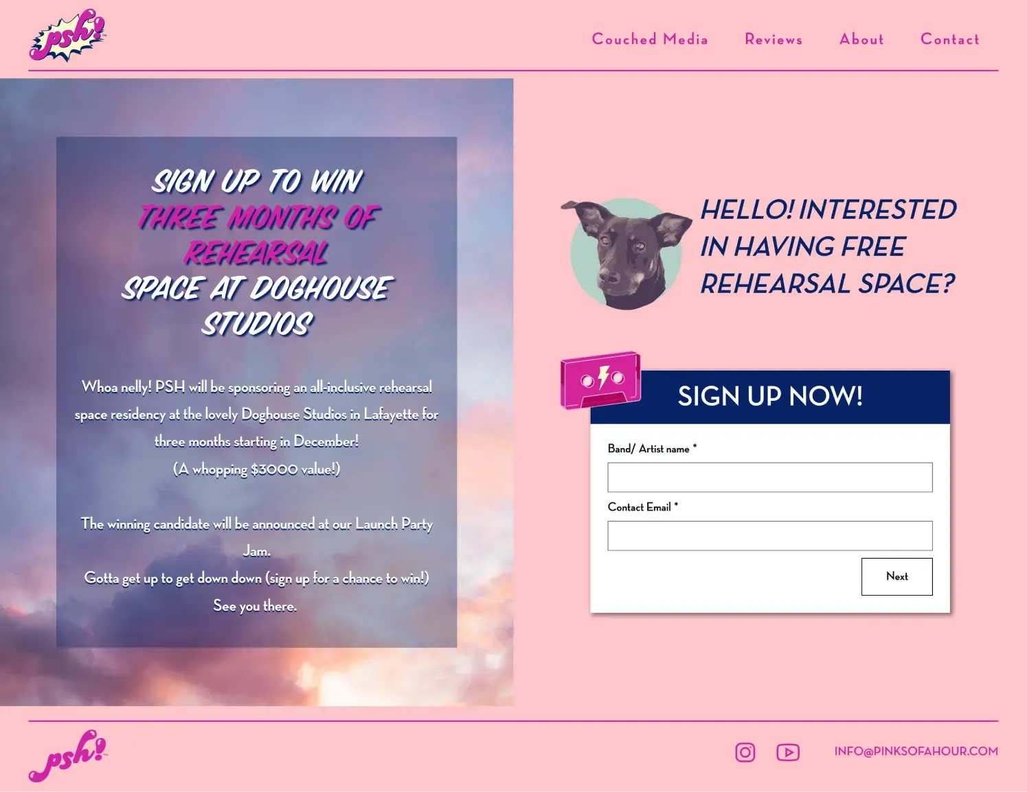 Pink Sofa Hour sponsorship page