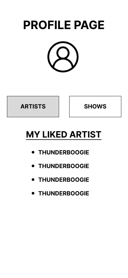 User profile page early wireframe