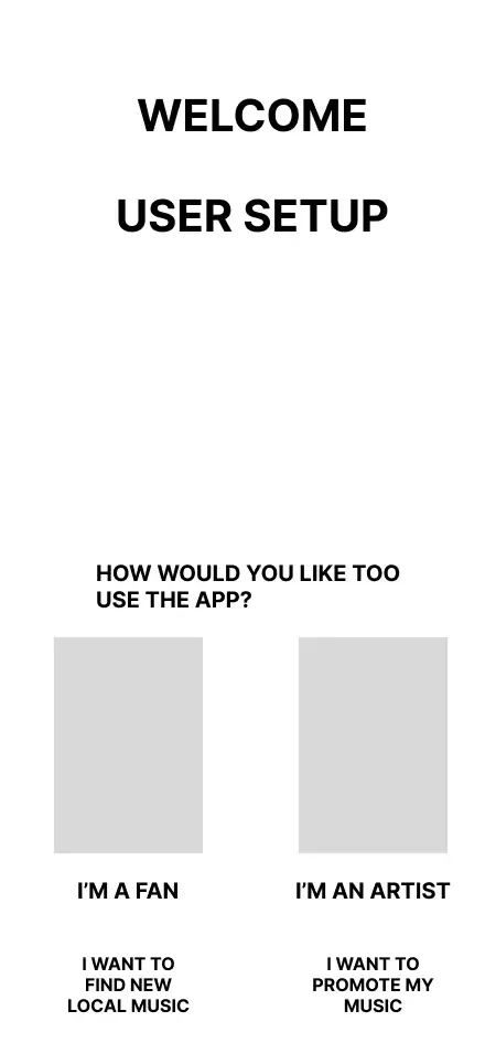 User onboarding page early wireframe